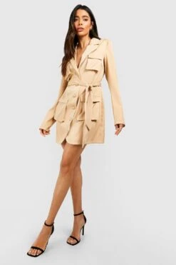 Blazerkleid Mit Utility-Taschen -Stil Formen Verkäufe gzz53327 stone xl 2