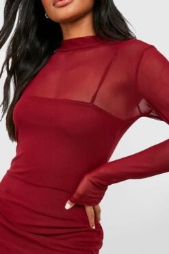 Hochgeschlossenes Basic Mesh-Midikleid -Stil Formen Verkäufe gzz53352 berry xl 3