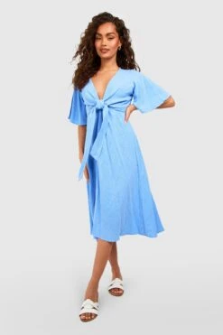 Leinen-Midikleid Mit Schnür-Detail -Stil Formen Verkäufe gzz53449 blue xl 2