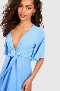 Leinen-Midikleid Mit Schnür-Detail -Stil Formen Verkäufe gzz53449 blue xl 3