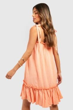 Leinen-Smokkleid Mit Rüschensaum 7 Leinen-Smokkleid Mit Rüschensaum -Stil Formen Verkäufe gzz53451 orange xl 1