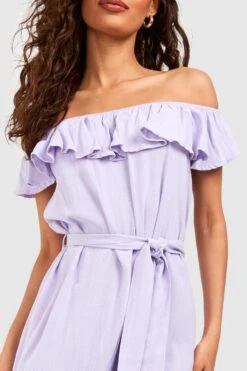 Bardot-Midikleid Aus Leinen Mit Rüschen -Stil Formen Verkäufe gzz53452 lilac xl 3