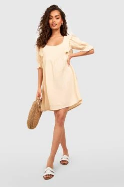 Strukturiertes Rüschen-Smokkleid Aus Baumwolle 8 Strukturiertes Rüschen-Smokkleid Aus Baumwolle -Stil Formen Verkäufe gzz53456 stone xl 2