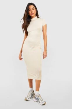 Basics Midikleid Mit Kurzen Ärmeln