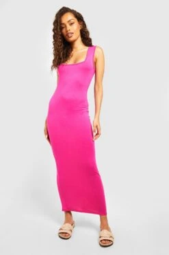 Basics Midikleid Mit Geradem Ausschnitt -Stil Formen Verkäufe gzz53528 hot20pink xl 2