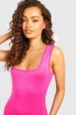 Basics Midikleid Mit Geradem Ausschnitt -Stil Formen Verkäufe gzz53528 hot20pink xl 3