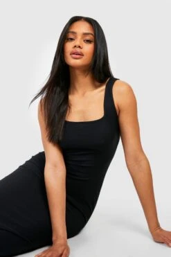 Soft Touch Maxikleid Mit Geradem Ausschnitt -Stil Formen Verkäufe gzz53578 black xl 3