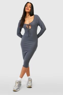 Soft Touch Cut-Out Midikleid -Stil Formen Verkäufe gzz53579 charcoal xl 2