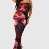 Plus Mesh Maxi-Slipkleid Mit Floralem Print -Stil Formen Verkäufe gzz53607 red xl