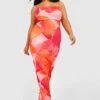 Plus Mesh Maxi-Slipkleid Mit Floralem Print -Stil Formen Verkäufe gzz53609 orange xl