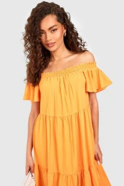 Bardot-Maxikleid Mit Rüschensaum -Stil Formen Verkäufe gzz53659 orange xl 3