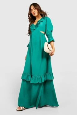 Cut-Out Maxikleid Mit Rüschensaum