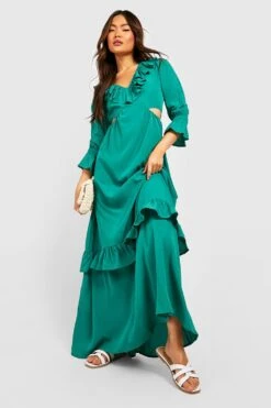 Cut-Out Maxikleid Mit Rüschensaum -Stil Formen Verkäufe gzz53667 green xl 2