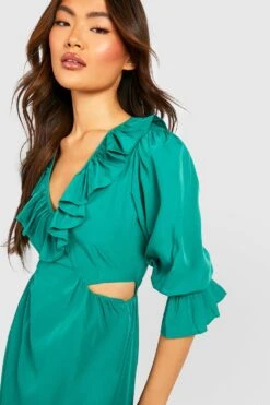 Cut-Out Maxikleid Mit Rüschensaum -Stil Formen Verkäufe gzz53667 green xl 3