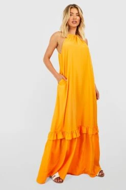 Neckholder-Maxikleid Mit Rüschensaum -Stil Formen Verkäufe gzz53669 orange xl 2