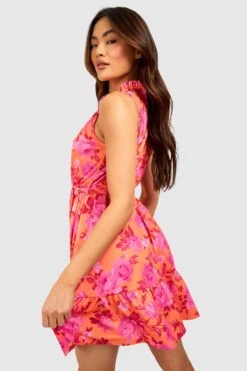 Florales Skaterkleid Mit Rüschen-Detail 7 Florales Skaterkleid Mit Rüschen-Detail -Stil Formen Verkäufe gzz53681 orange xl 1