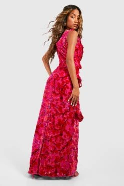 Rüschen-Maxikleid -Stil Formen Verkäufe gzz53694 pink xl 1