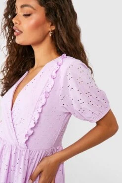 Weiches Lochmuster Smokkleid Mit Rüschen 9 Weiches Lochmuster Smokkleid Mit Rüschen -Stil Formen Verkäufe gzz53709 lilac xl 3