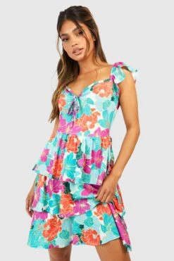 Florales Skaterkleid Mit Rüschen-Detail