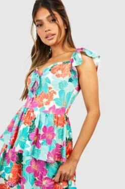 Florales Skaterkleid Mit Rüschen-Detail 9 Florales Skaterkleid Mit Rüschen-Detail -Stil Formen Verkäufe gzz53713 green xl 3