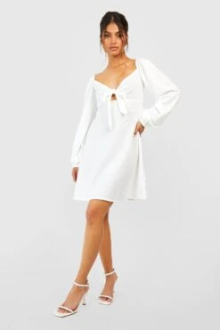 Geschnürtes Kleid Mit Ballonärmeln -Stil Formen Verkäufe gzz53720 ivory xl 2