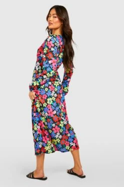 Midikleid Mit Blumenprint -Stil Formen Verkäufe gzz53734 black xl 1