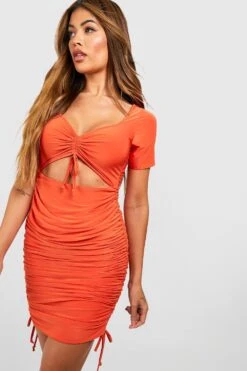 Gerafftes Cut-Out Bodycon-Kleid