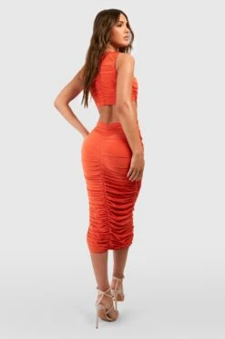 Gerafftes Midikleid 7 Gerafftes Midikleid -Stil Formen Verkäufe gzz53797 orange xl 1