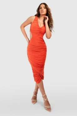 Gerafftes Midikleid 8 Gerafftes Midikleid -Stil Formen Verkäufe gzz53797 orange xl 2