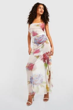 Florales Mesh-Maxikleid Mit Rüschen-Detail -Stil Formen Verkäufe gzz53806 ivory xl 2