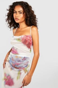 Florales Mesh-Maxikleid Mit Rüschen-Detail -Stil Formen Verkäufe gzz53806 ivory xl 3