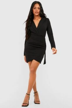 Blazer-Kleid Mit Wickel-Detail 8 Blazer-Kleid Mit Wickel-Detail -Stil Formen Verkäufe gzz53817 black xl 2