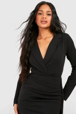 Blazer-Kleid Mit Wickel-Detail 9 Blazer-Kleid Mit Wickel-Detail -Stil Formen Verkäufe gzz53817 black xl 3