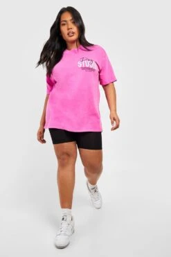 Plus Oversize T-Shirt Mit Dsgn Studio Taschen-Print -Stil Formen Verkäufe gzz53906 hot20pink xl 2