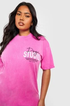 Plus Oversize T-Shirt Mit Dsgn Studio Taschen-Print -Stil Formen Verkäufe gzz53906 hot20pink xl 3