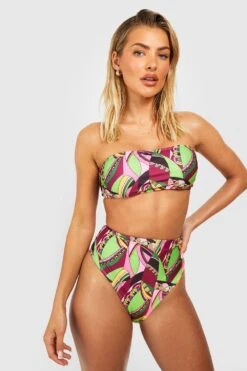 Bandeau-Bikini Mit Hohem Bund Und Paisley-Print