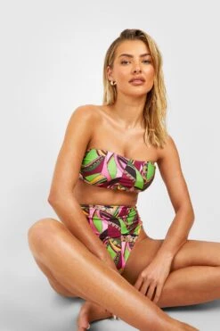 Bandeau-Bikini Mit Hohem Bund Und Paisley-Print 8 Bandeau-Bikini Mit Hohem Bund Und Paisley-Print -Stil Formen Verkäufe gzz54045 lime xl 2