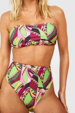 Bandeau-Bikini Mit Hohem Bund Und Paisley-Print 9 Bandeau-Bikini Mit Hohem Bund Und Paisley-Print -Stil Formen Verkäufe gzz54045 lime xl 3