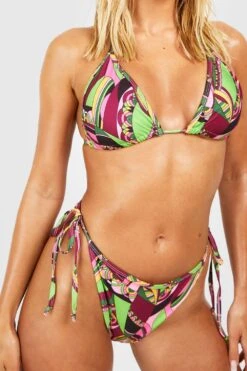 Paisley-Print Triangle-Bikini Mit Seitlicher Bindung -Stil Formen Verkäufe gzz54046 lime xl 3