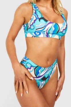 Rundhals-Bikini Mit Blauem Abstraktem Print -Stil Formen Verkäufe gzz54048 blue xl 3