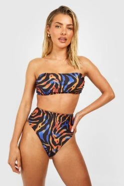 Zebraprint Bandeau-Bikini Mit Hohem Bund -Stil Formen Verkäufe gzz54057 black xl 2
