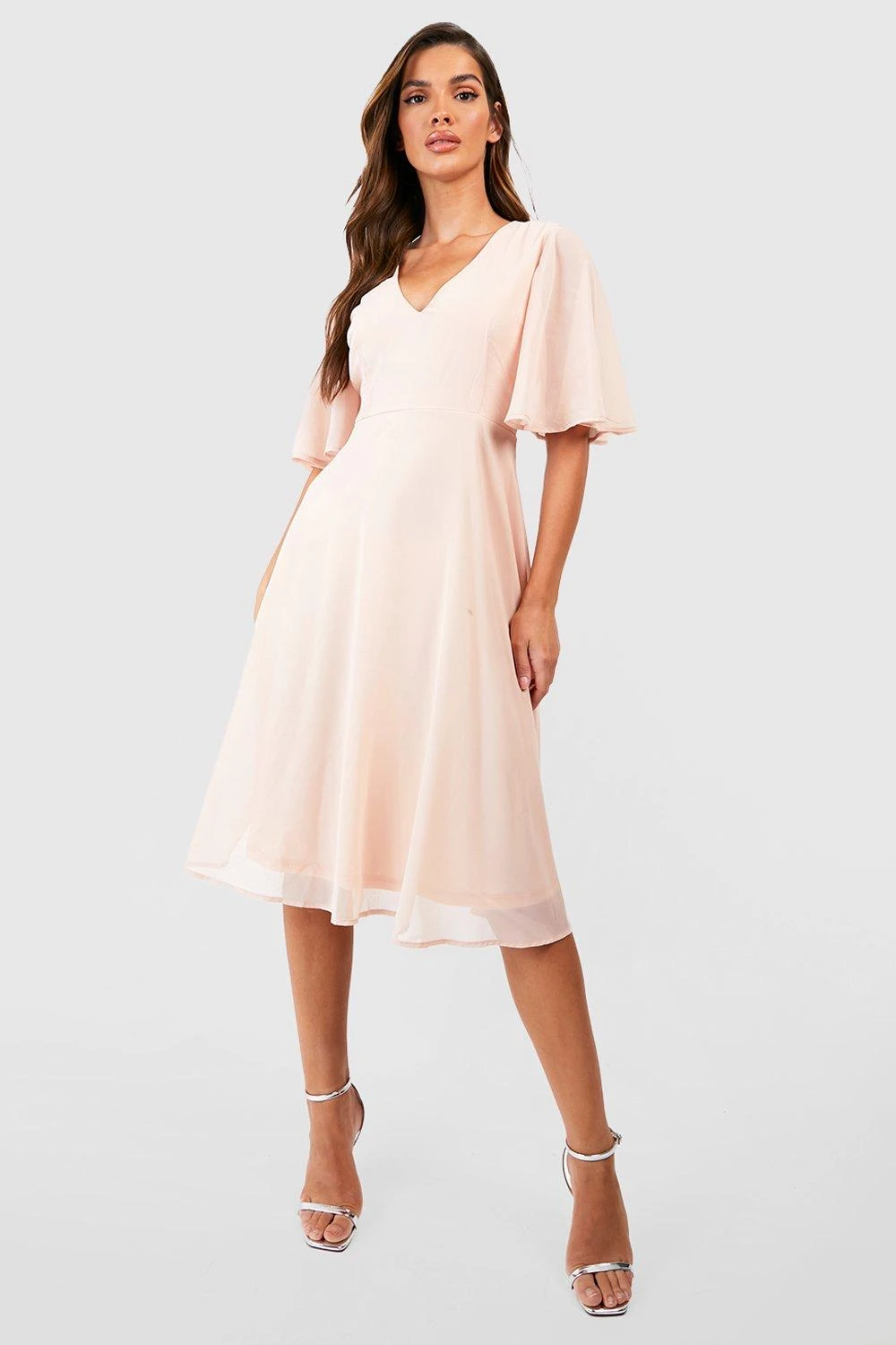 Brautjungfern-Midikleid Aus Chiffon Mit Weiten Ärmeln 5 Brautjungfern-Midikleid Aus Chiffon Mit Weiten Ärmeln – Bild 3