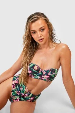 Tropenprint Bikinihose Mit Hohem Bund -Stil Formen Verkäufe gzz54113 black xl 2