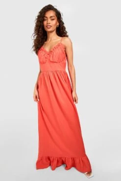 Maxikleid Mit Geraffter Brust Und Rüschen-Saum -Stil Formen Verkäufe gzz54118 orange xl 2