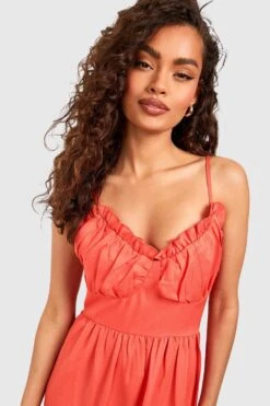 Maxikleid Mit Geraffter Brust Und Rüschen-Saum -Stil Formen Verkäufe gzz54118 orange xl 3