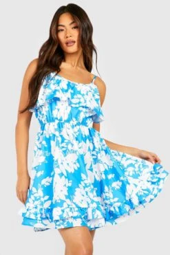 Florales Kleid Mit Rüschen-Detail -Stil Formen Verkäufe gzz54124 blue xl 3