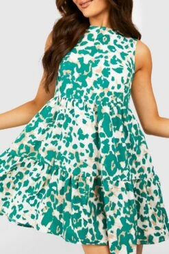 Gestuftes Smokkleid Mit Animalprint -Stil Formen Verkäufe gzz54125 green xl 3