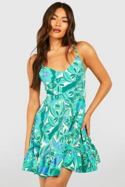 Rüschen-Kleid Mit Floralem Print -Stil Formen Verkäufe gzz54126 green xl 2