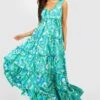 Florales Gestuftes Rüschen-Maxikleid -Stil Formen Verkäufe gzz54129 green xl