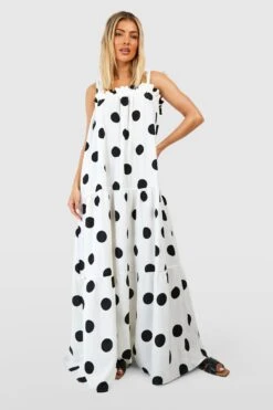 Gepunktetes Gerafftes Oversize Maxikleid -Stil Formen Verkäufe gzz54133 white xl 2